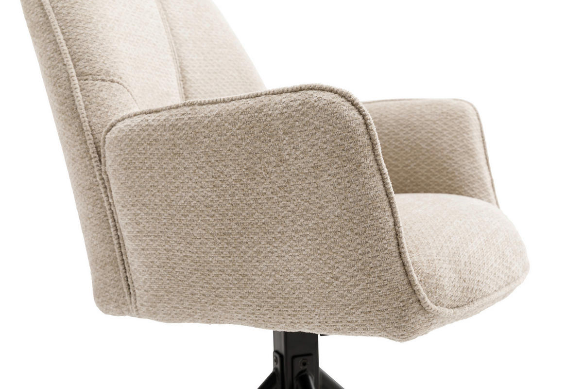ARMLEHNSTUHL  in Eisen Struktur  - Creme/Schwarz, Design, Textil/Metall (59/88/63cm) - Carryhome