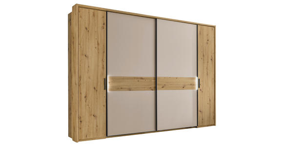 KOMBISCHRANK 312/225/61 cm 4-türig  - Kaschmir/Schwarz, Design, Holzwerkstoff/Metall (312/225/61cm) - Xora