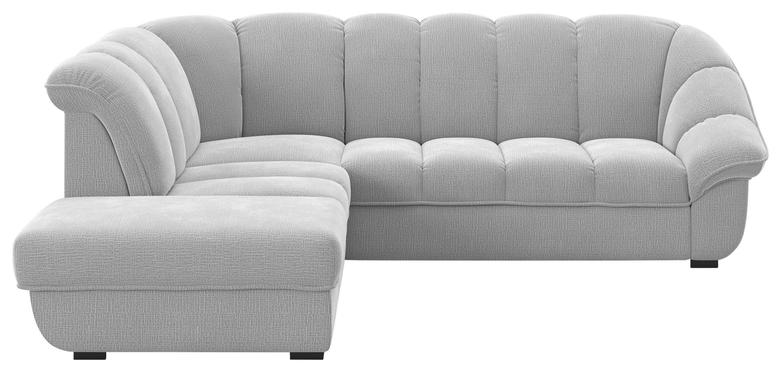 ECKSOFA Hellgrau Chenille Bettkasten, Schlaffunktion, Rücken echt  - Hellgrau/Schwarz, KONVENTIONELL, Kunststoff/Textil (222/260cm) - Welnova