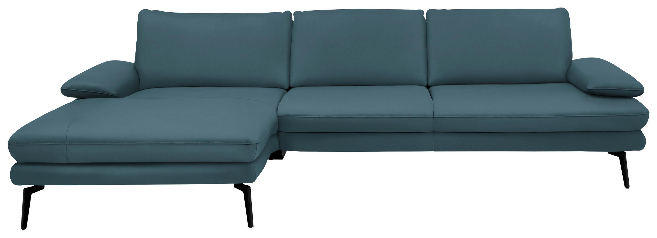 ECKSOFA in Echtleder Blau  - Blau/Schwarz, Design, Leder/Metall (180/310cm) - Dieter Knoll