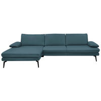 ECKSOFA in Echtleder Blau  - Blau/Schwarz, Design, Leder/Metall (180/310cm) - Dieter Knoll