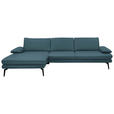 ECKSOFA in Echtleder Blau  180/310 cm  - Blau/Schwarz, Design, Leder/Metall (180/310cm) - Dieter Knoll