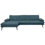 ECKSOFA in Echtleder Blau  180/310 cm  - Blau/Schwarz, Design, Leder/Metall (180/310cm) - Dieter Knoll
