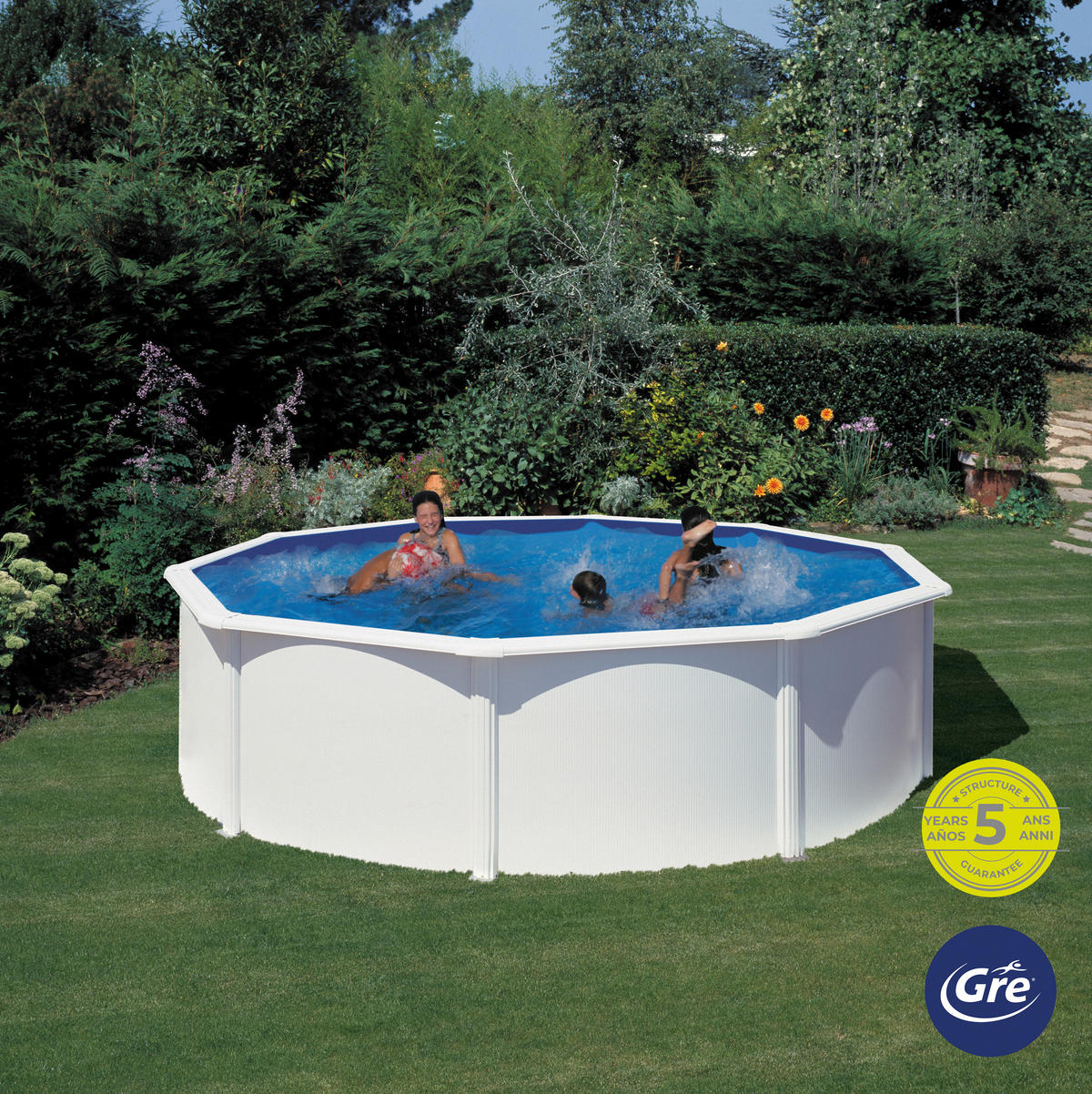POOL-SET KIT460QGRE 460/120 cm  - Weiß, KONVENTIONELL, Metall (460/120cm) - Gre