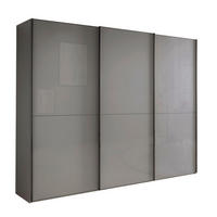 SCHWEBETÜRENSCHRANK 250/217/67 cm,  in Lavagrau, 3 Tür(en)  - Lavagrau/Schwarz, MODERN, Holzwerkstoff/Metall (250/217/67cm) - Chameo