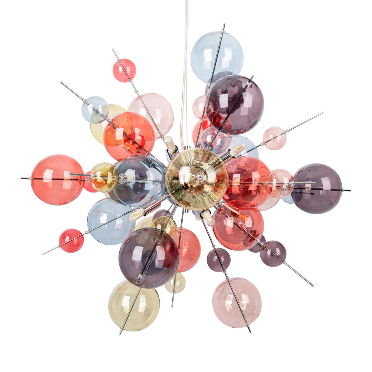 HÄNGELEUCHTE EXPLOSION 65/193 cm   - Chromfarben/Multicolor, Design, Glas/Metall (65/193cm) - Näve