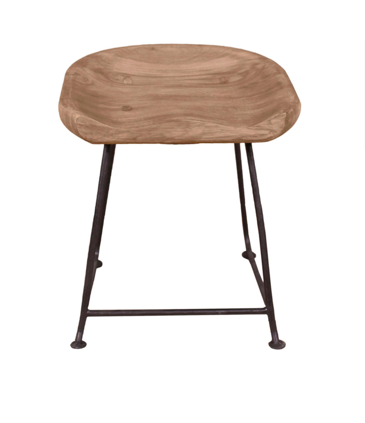 HOCKER Akazie Naturfarben, Schwarz  - Schwarz/Naturfarben, Design, Holz/Metall (42/48/38cm) - MID.YOU