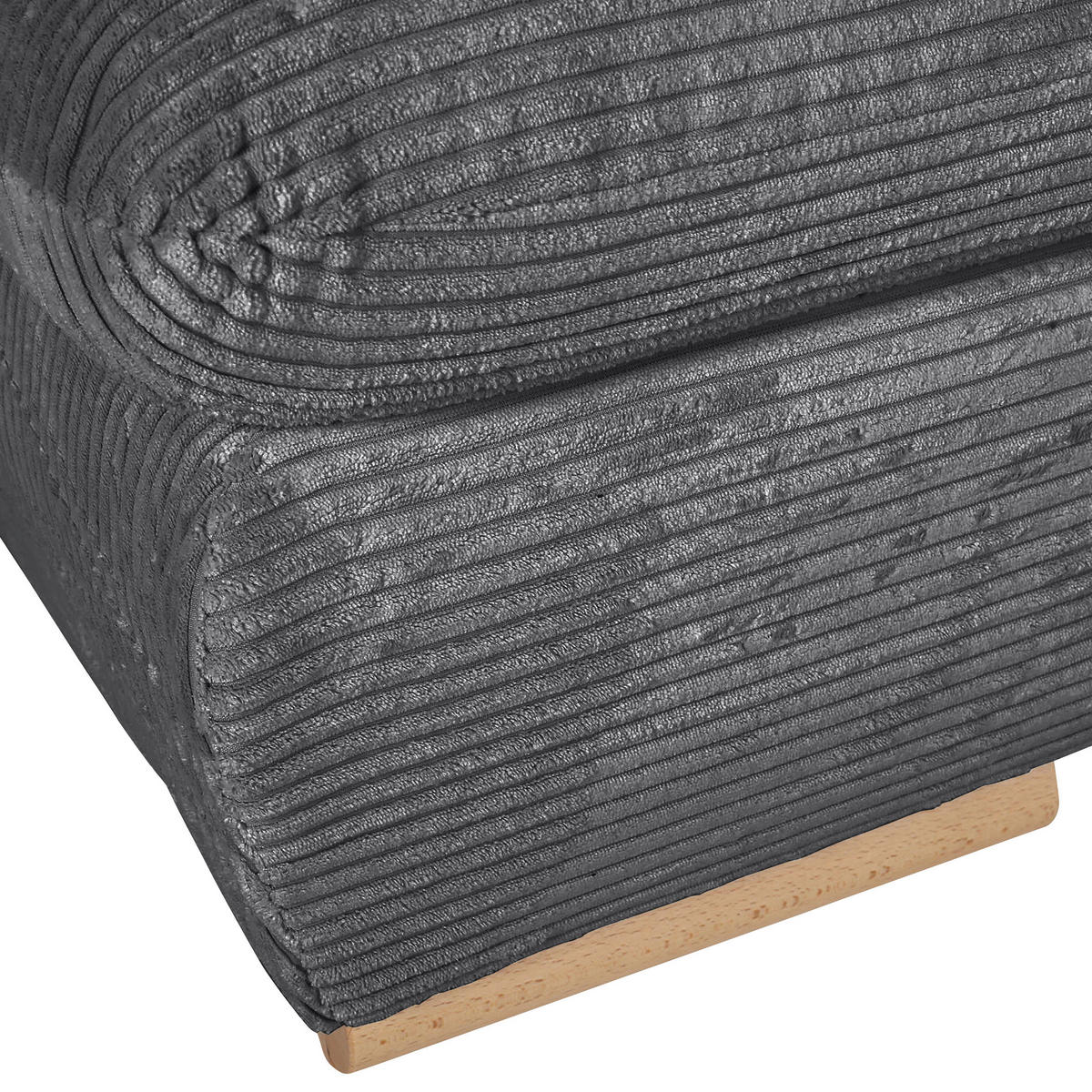 SCHLAFSOFA  mit Rücken echt, Liegefunktion Cord Dunkelgrau  - Dunkelgrau/Naturfarben, KONVENTIONELL, Holz/Textil (200/75/92cm) - home24