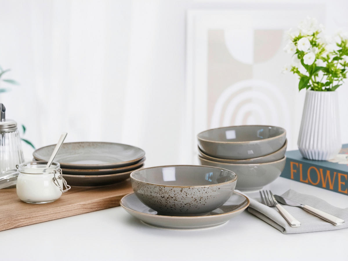 FRUKOSTSERVIS Nature Collection Stone  - grå, Basics, keramik - Creatable