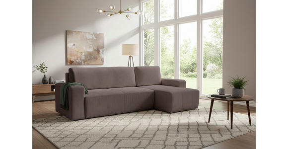 ECKSCHLAFSOFA  mit Cord Mokka  - Schwarz/Mokka, KONVENTIONELL, Textil (248/146cm) - Xora
