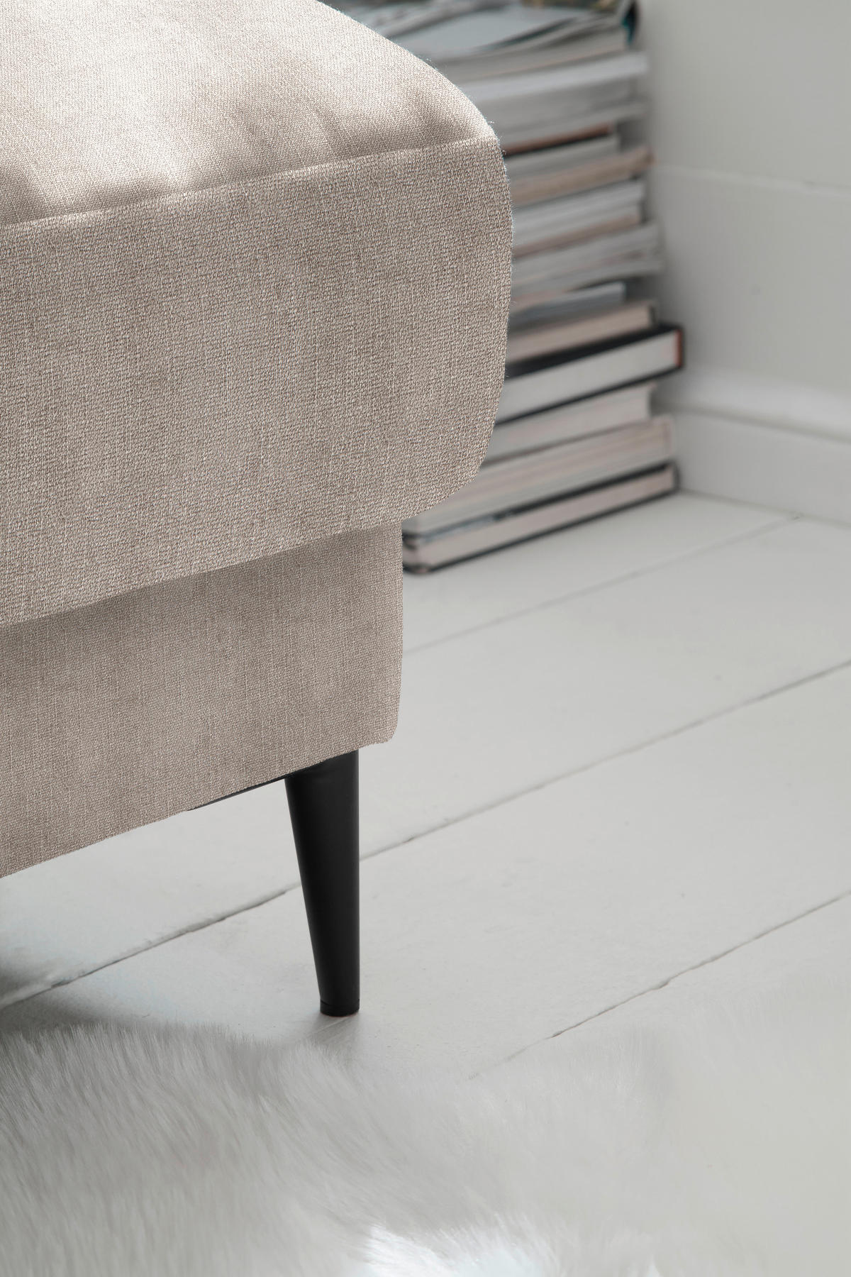 ECKSOFA in Flachgewebe Taupe  - Taupe/Schwarz, Design, Textil/Metall (296/207cm) - Dieter Knoll