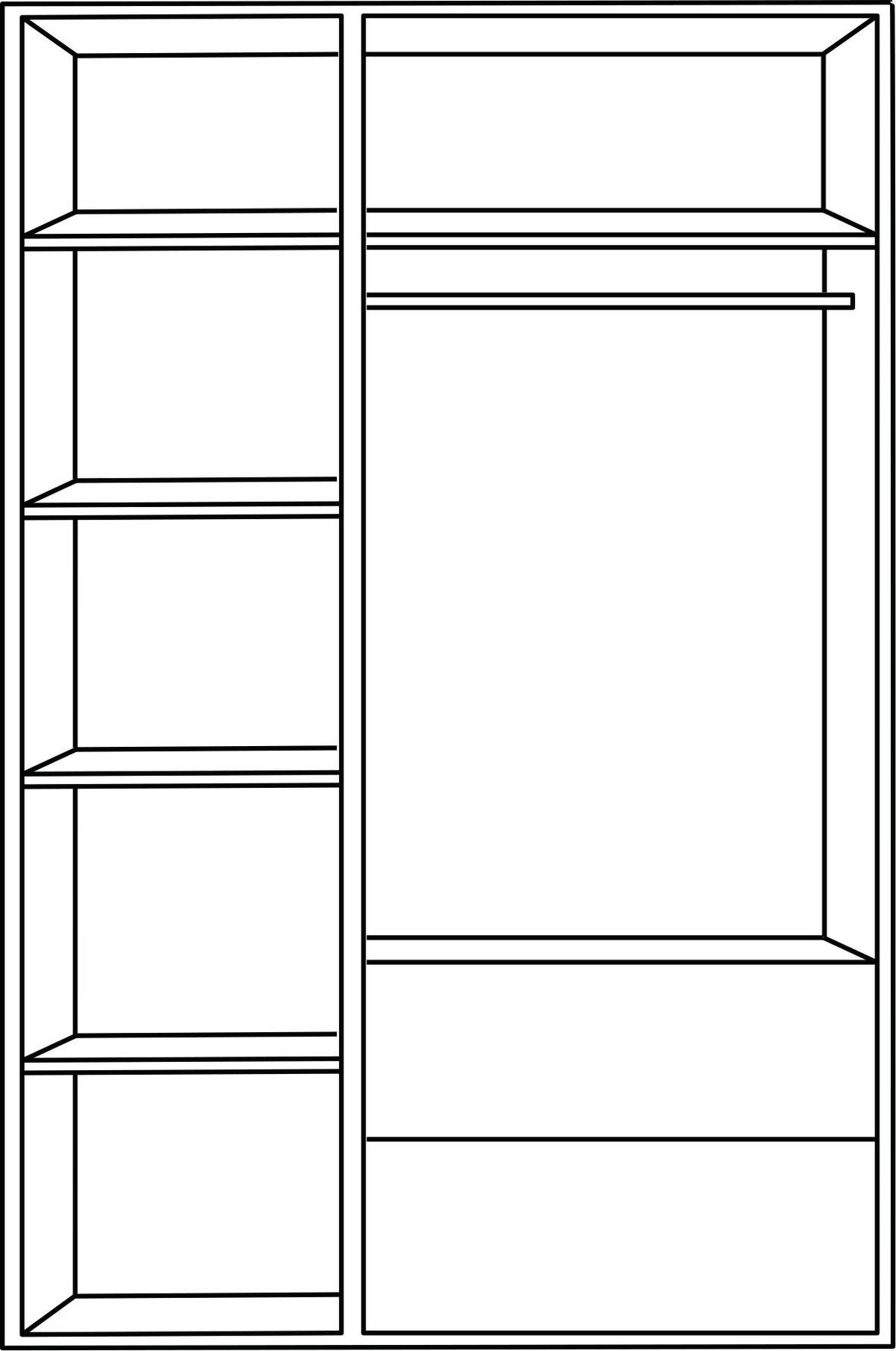 KLEIDERSCHRANK in Weiss, Eichefarben  - Weiss/Eichefarben, Basics, Holzwerkstoff/Metall (135,3/205,9/55,6cm) - Paidi
