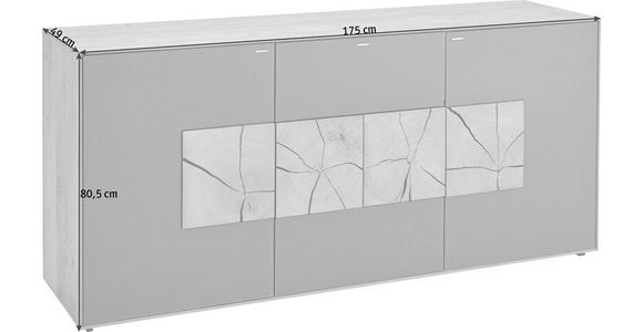 SIDEBOARD Kerneiche vollmassiv Weiß, Eichefarben  - Eichefarben/Weiß, Design, Glas/Holz (175/81/49cm) - Valnatura