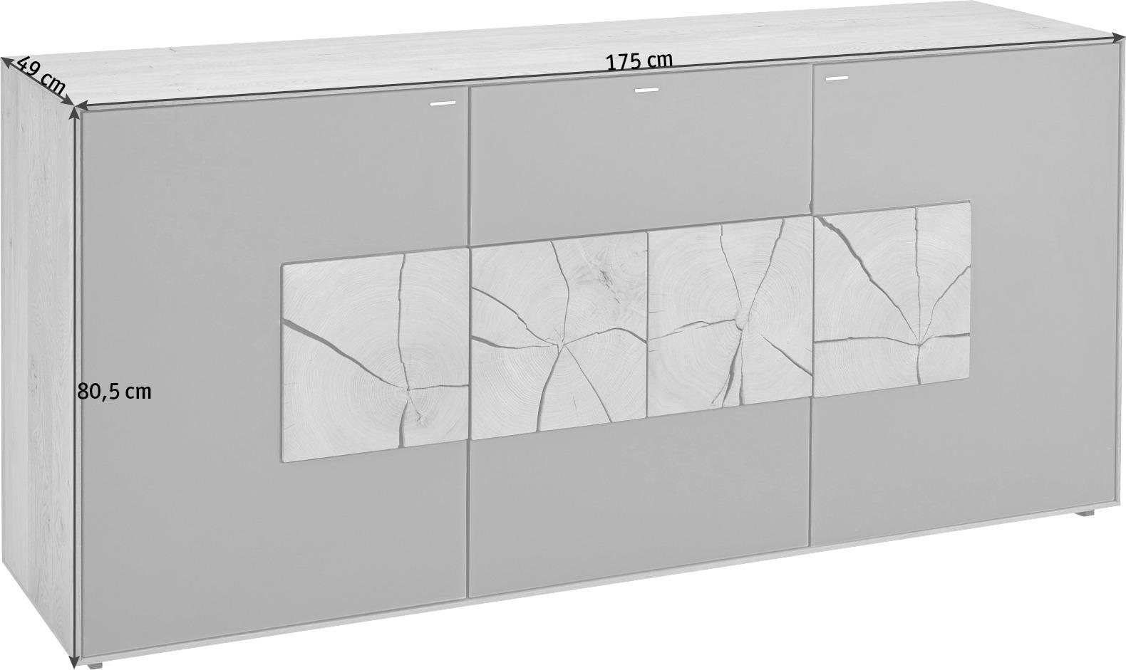 SIDEBOARD Kerneiche vollmassiv Eichefarben, Fango  - Fango/Eichefarben, Design, Glas/Holz (175/80,5/49cm) - Valnatura