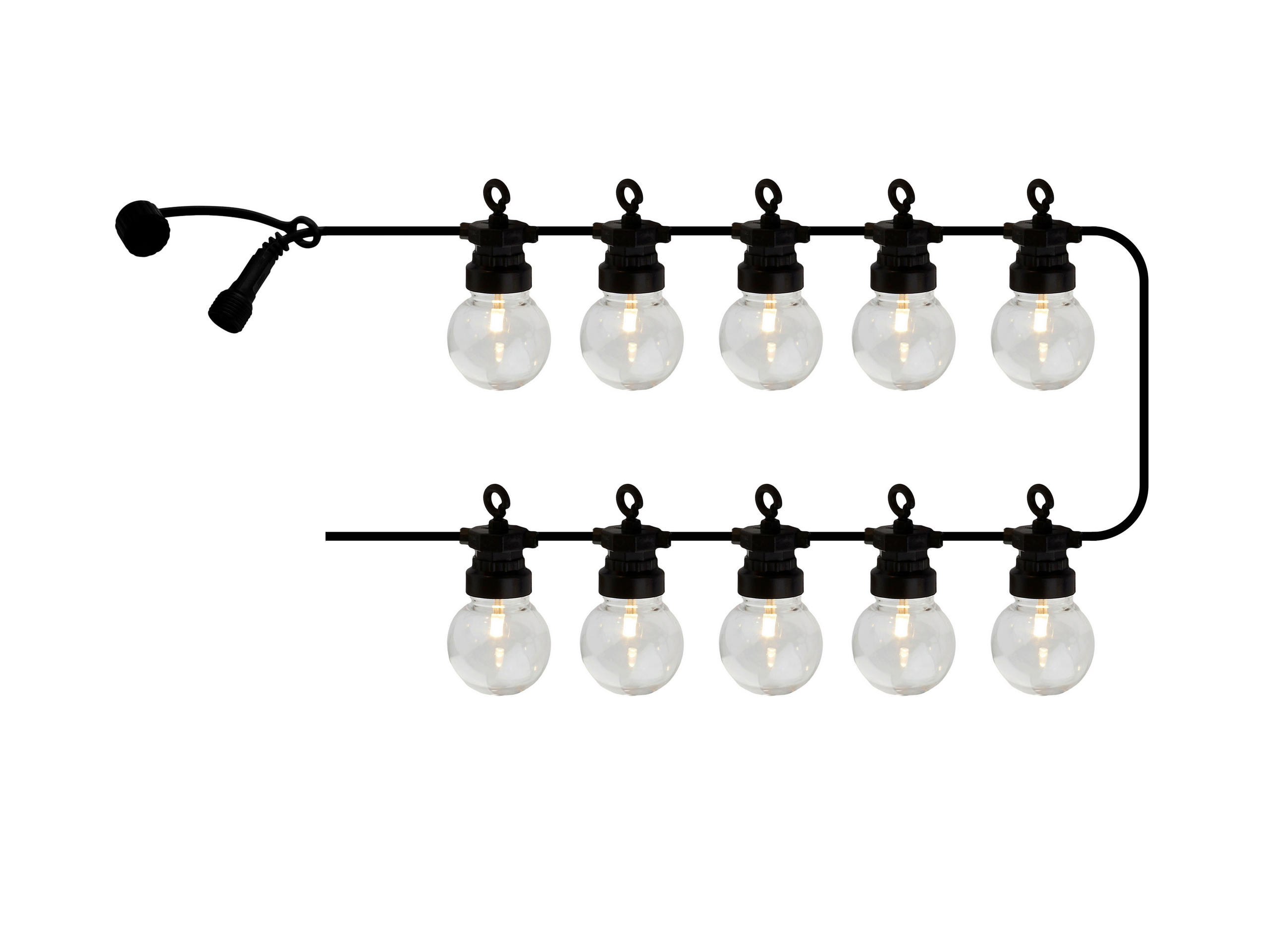 LICHTERKETTE 300 cm  - Klar/Schwarz, Basics, Kunststoff (300cm)