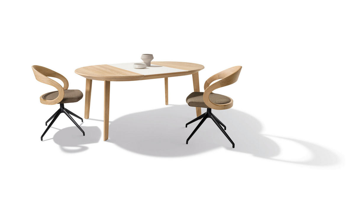 ESSTISCH in Holz, Glas 110(160)/110(160)/75 cm  - Eichefarben, Design, Glas/Holz (110(160)/110(160)/75cm) - Team 7