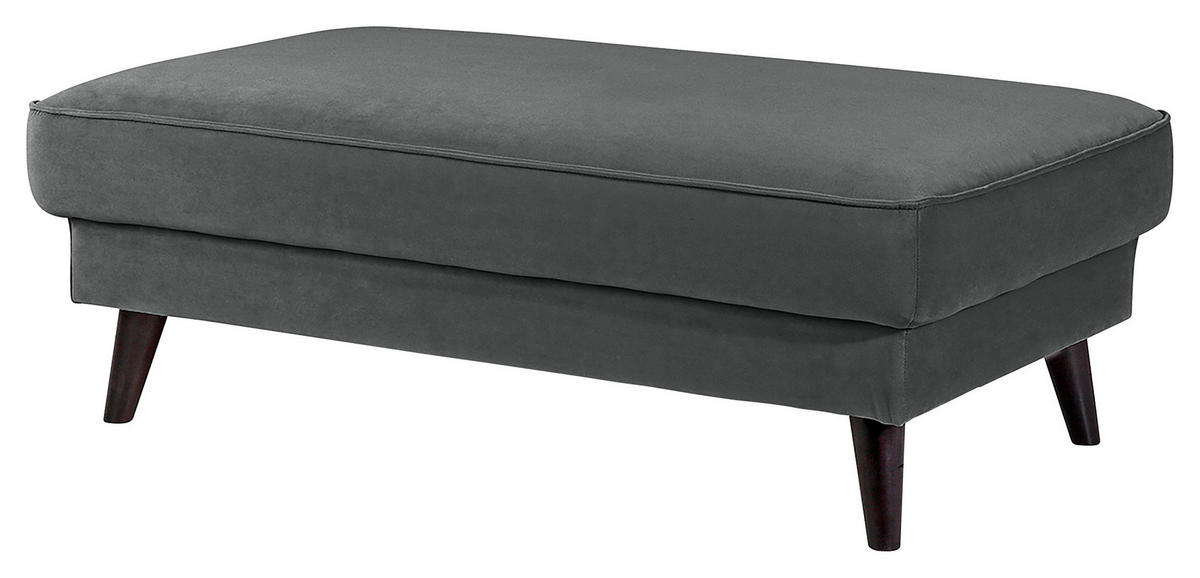 HOCKER Velours Anthrazit  - Wengefarben/Anthrazit, MODERN, Holz/Textil (123/45/74cm) - Trendmanufaktur