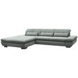 ECKSOFA  in Flachgewebe Mintgrau  204/341 cm  - Mintgrau/Schwarz, Design, Textil/Metall (204/341cm) - Xora