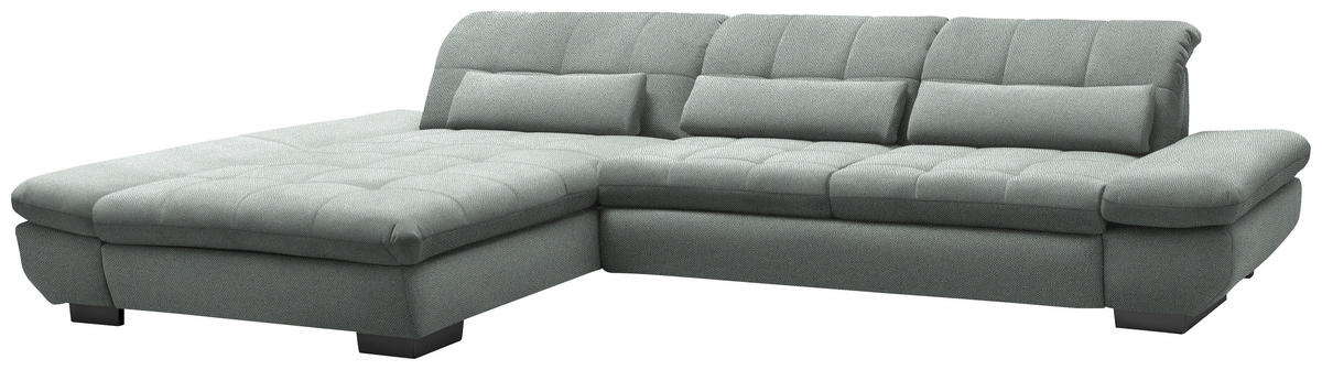 ECKSOFA Flachgewebe Mintgrau  - Mintgrau/Schwarz, Design, Textil/Metall (204/341cm) - Xora