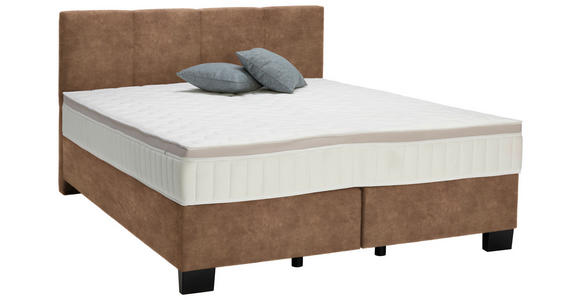 BOXSPRINGBETT 200/200 cm  in Braun  - Schwarz/Braun, Design, Kunststoff/Textil (200/200cm) - Hom`in