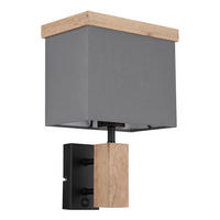 WANDLEUCHTE Ossi 20/15/30 cm   - Anthrazit/Naturfarben, KONVENTIONELL, Holzwerkstoff/Textil (20/15/30cm) - Globo