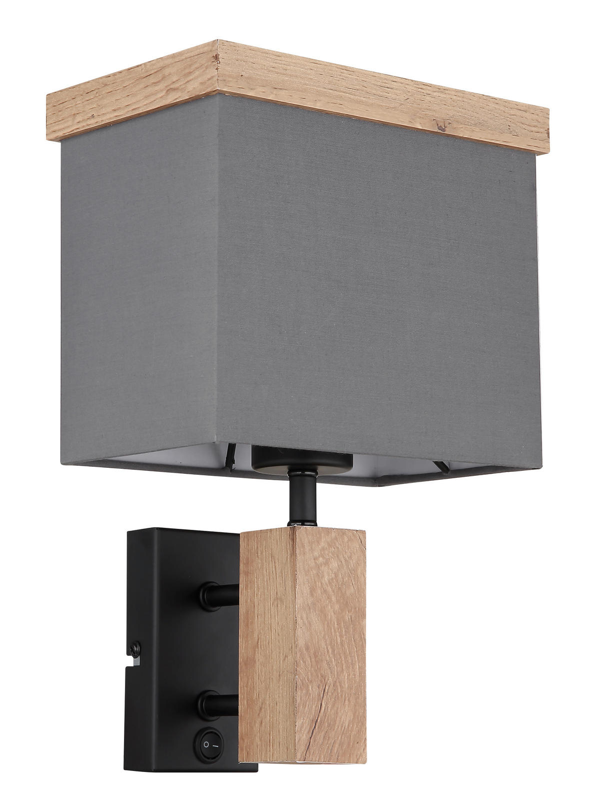 WANDLEUCHTE Ossi 20/15/30 cm   - Anthrazit/Naturfarben, KONVENTIONELL, Holzwerkstoff/Textil (20/15/30cm) - Globo