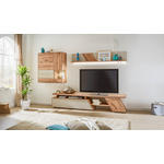 WOHNWAND Sonia  in Schlammfarben, Eichefarben  297/185/54 cm  - Schlammfarben/Eichefarben, Natur, Glas/Holz (297/185/54cm) - Valnatura