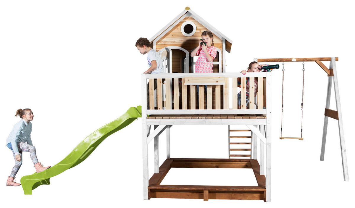 SPIELTURM 541/291/277 cm  - Braun/Weiß, KONVENTIONELL, Holz/Kunststoff (541/291/277cm) - Ambia Garden