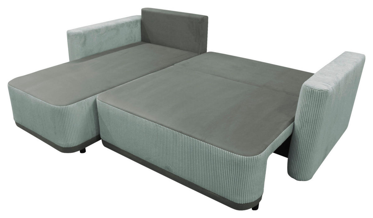 ECKSOFA STELLA in Plüsch Türkis  166/234 cm  - Türkis/Schwarz, Design, Kunststoff/Textil (166/234cm) - MID.YOU