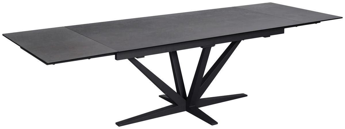 ESSTISCH in Metall, Glas, Keramik 180-280/95/76 cm  - Schwarz/Bronzefarben, Design, Glas/Keramik (180-280/95/76cm) - Novel
