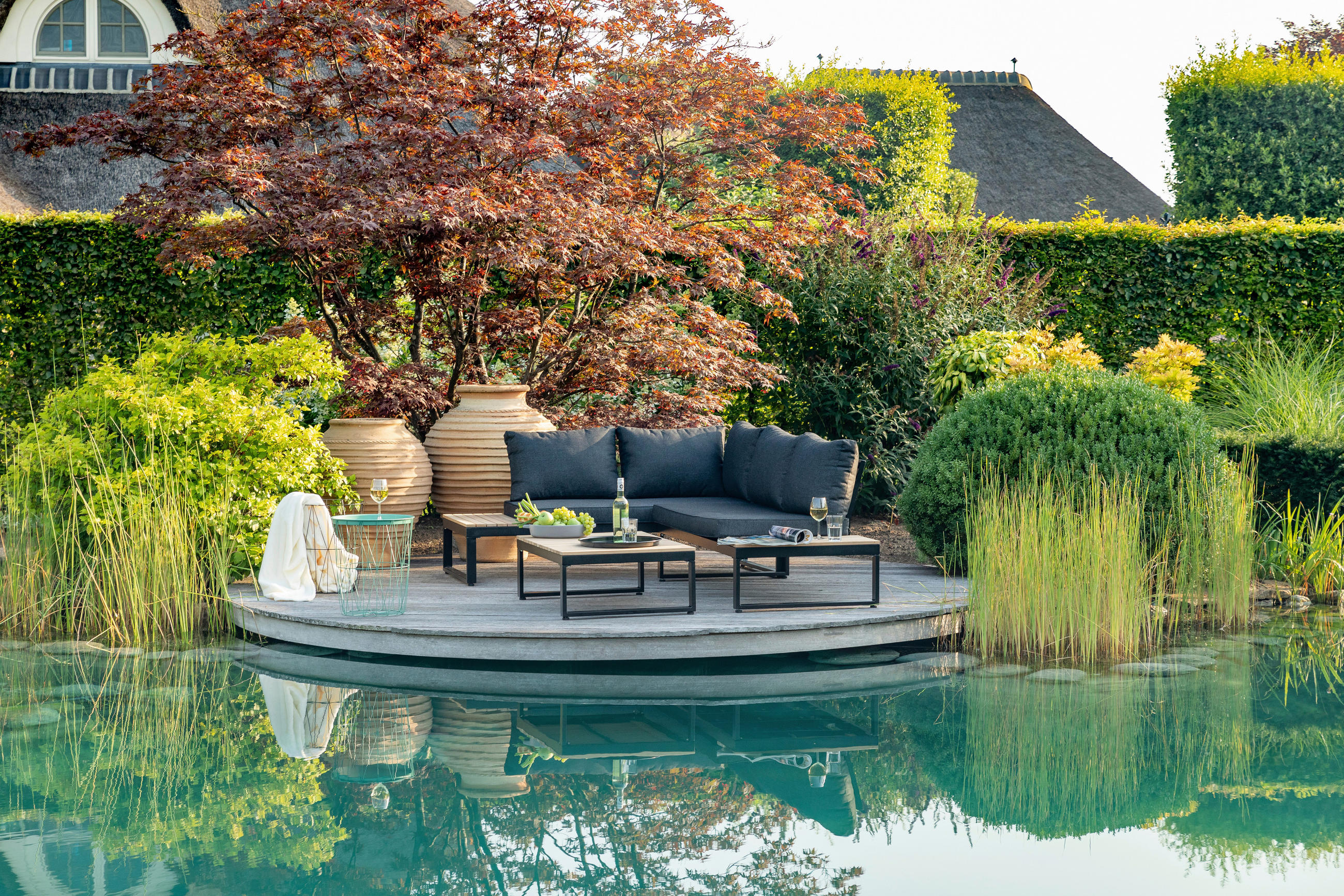 LOUNGEGARNITUR 10-teilig   178/68/228,5 cm Akazie massiv, Hartholz Aluminium  - Anthrazit/Braun, MODERN, Holz/Textil (178/68/228,5cm) - Gardenson