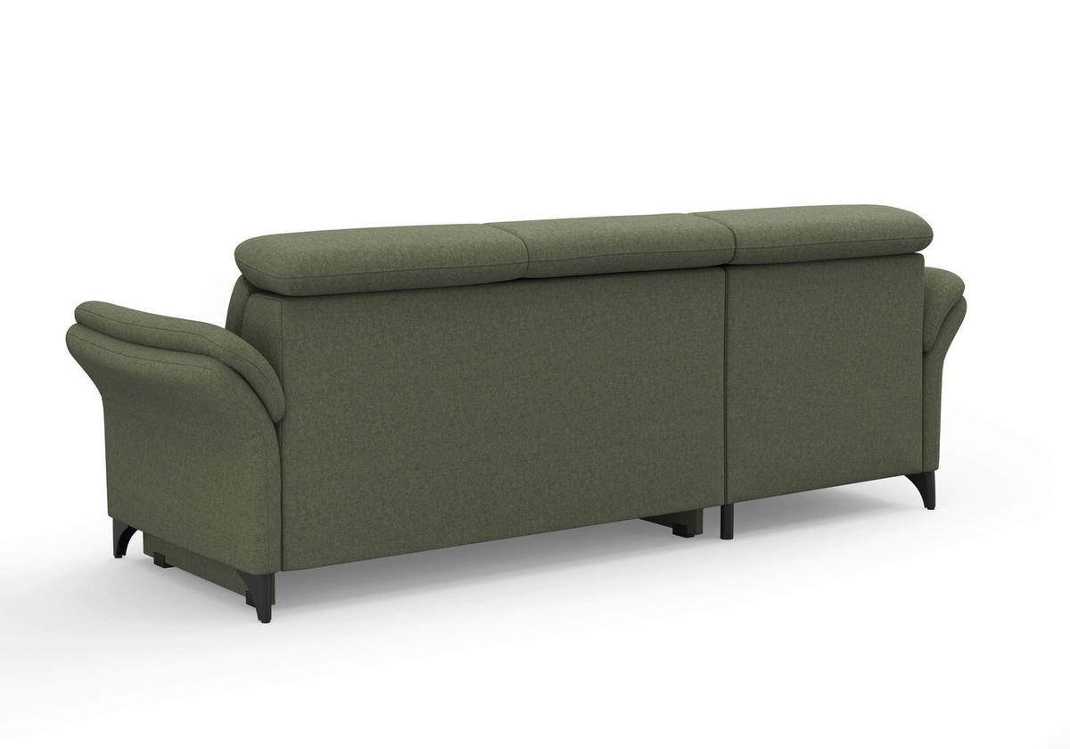 ECKSOFA Flachgewebe Olivgrün  - Schwarz/Olivgrün, Konventionell, Textil/Metall (166/253cm) - Sit & More