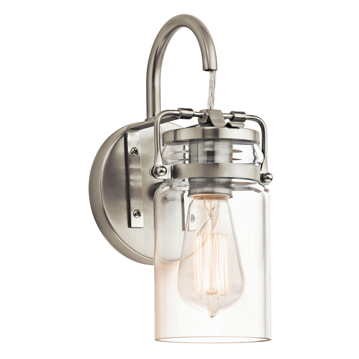 WANDLEUCHTE Elstead Brinley 29,2/15,9/12,7 cm   - Nickelfarben, LIFESTYLE, Glas/Metall (29,2/15,9/12,7cm) - Elstead Lighting