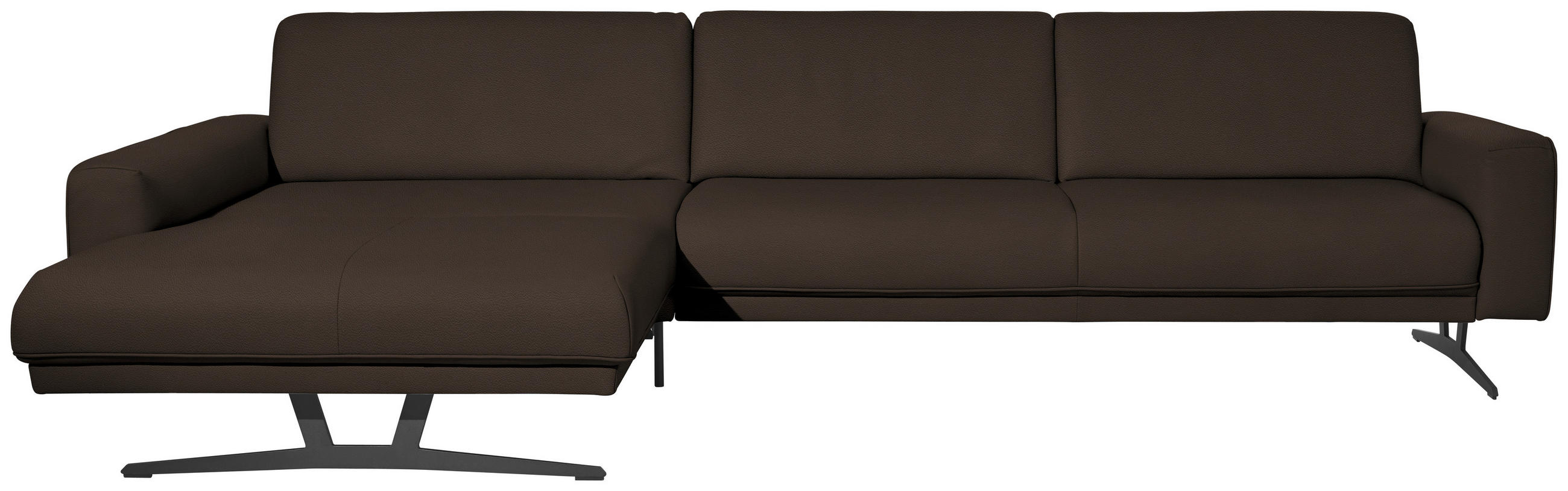 ECKSOFA in Echtleder Dunkelbraun  - Anthrazit/Dunkelbraun, Konventionell, Leder/Metall (179/324cm) - Johann Jakob