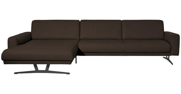 ECKSOFA in Echtleder Dunkelbraun  - Anthrazit/Dunkelbraun, KONVENTIONELL, Leder/Metall (182/324cm) - Ambiente