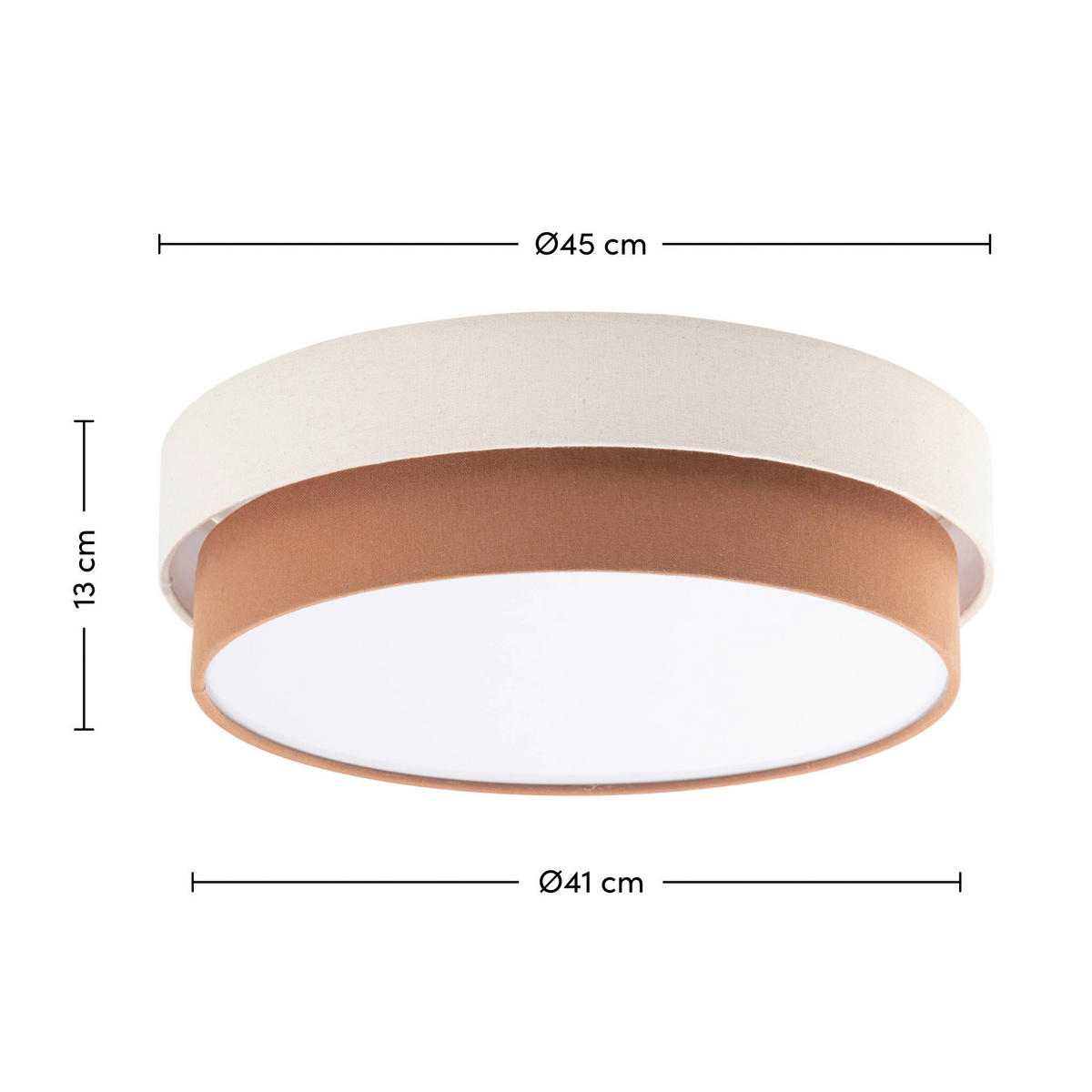DECKENLEUCHTE  45/13 cm    - Terracotta/Creme, MODERN, Kunststoff/Textil (45/13cm) - Novel