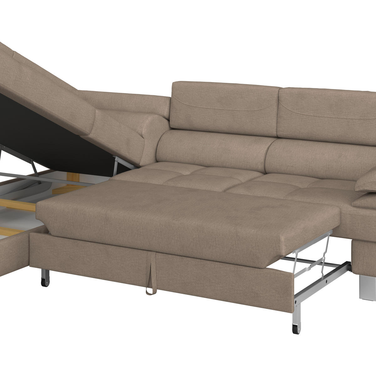 HÖRNSOFFA i dräll taupe  - taupe, Modern, metall/textil (230/270cm) - MID.YOU