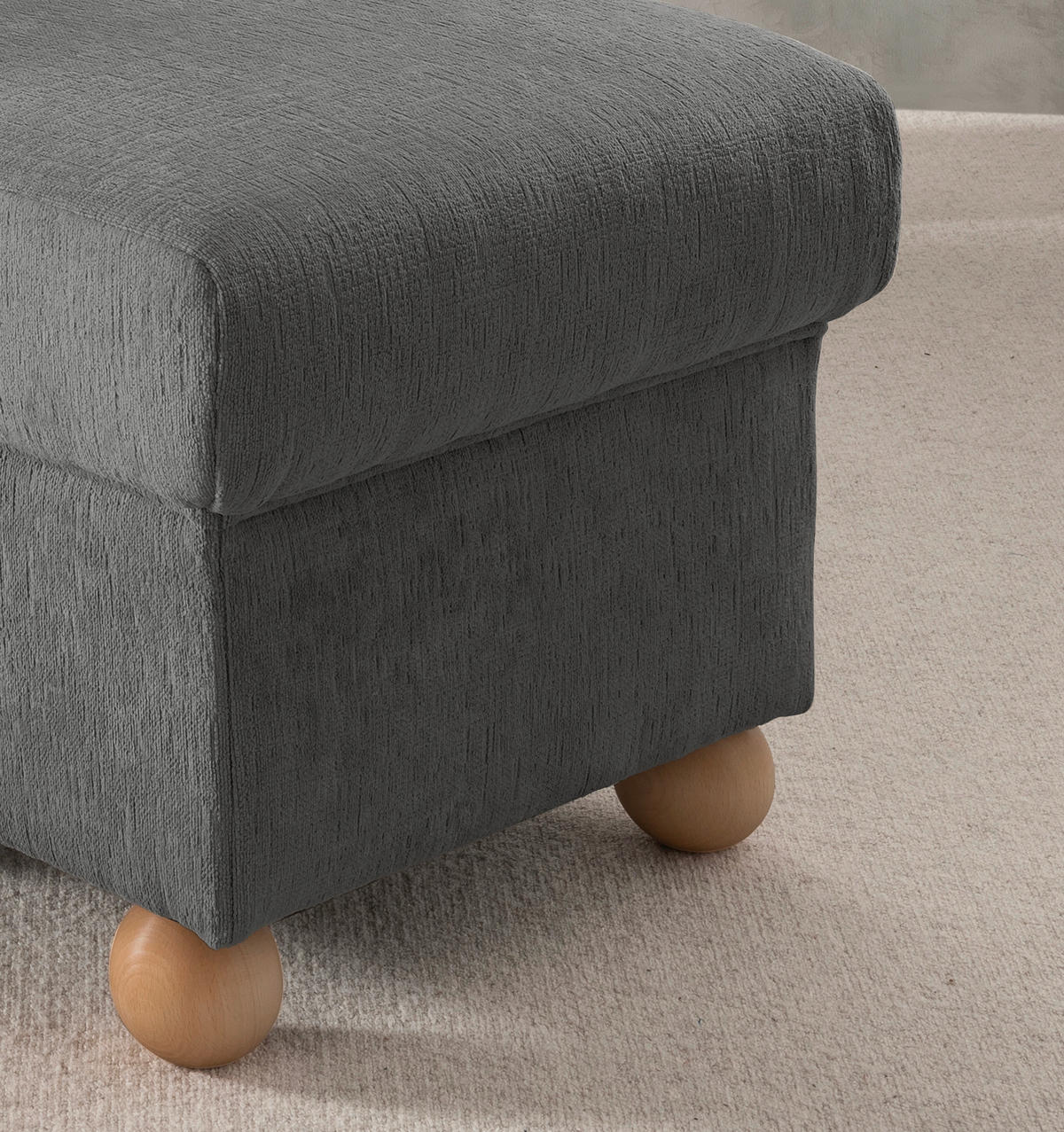 HOCKER in Textil Graubraun  - Wildeiche/Graubraun, KONVENTIONELL, Holz/Textil (56/46/56cm) - Livetastic