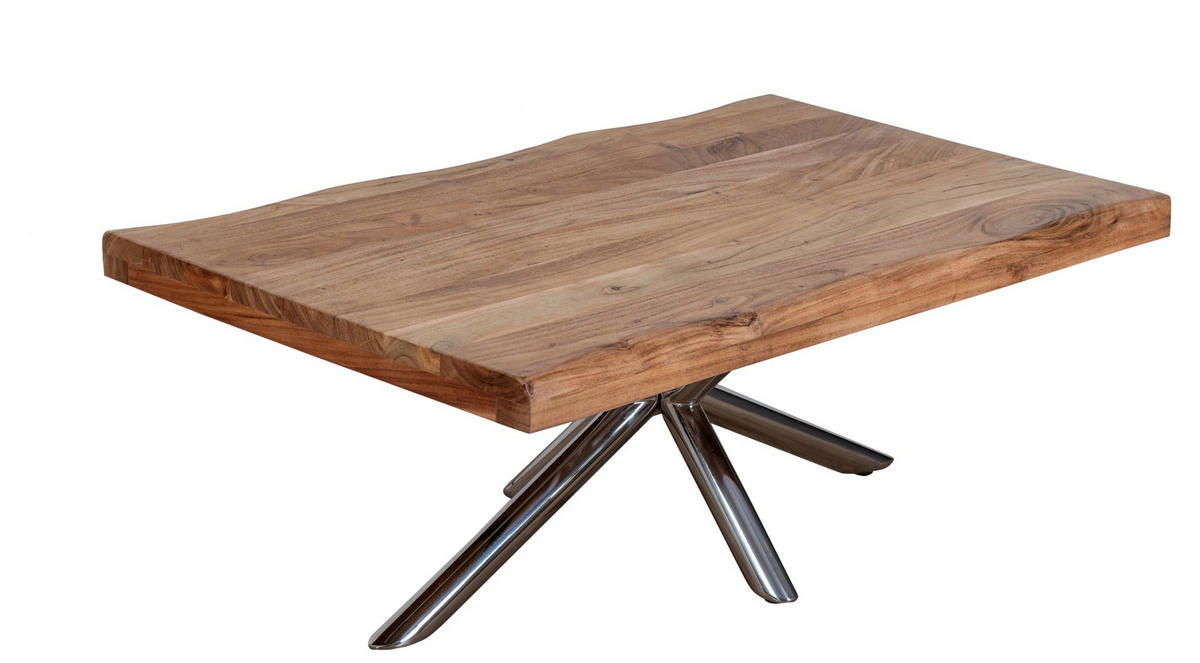 COUCHTISCH Akazie teilmassiv 120/45/70 cm rechteckig Naturfarben  - Naturfarben, Design, Holz/Metall (120/45/70cm) - Livetastic