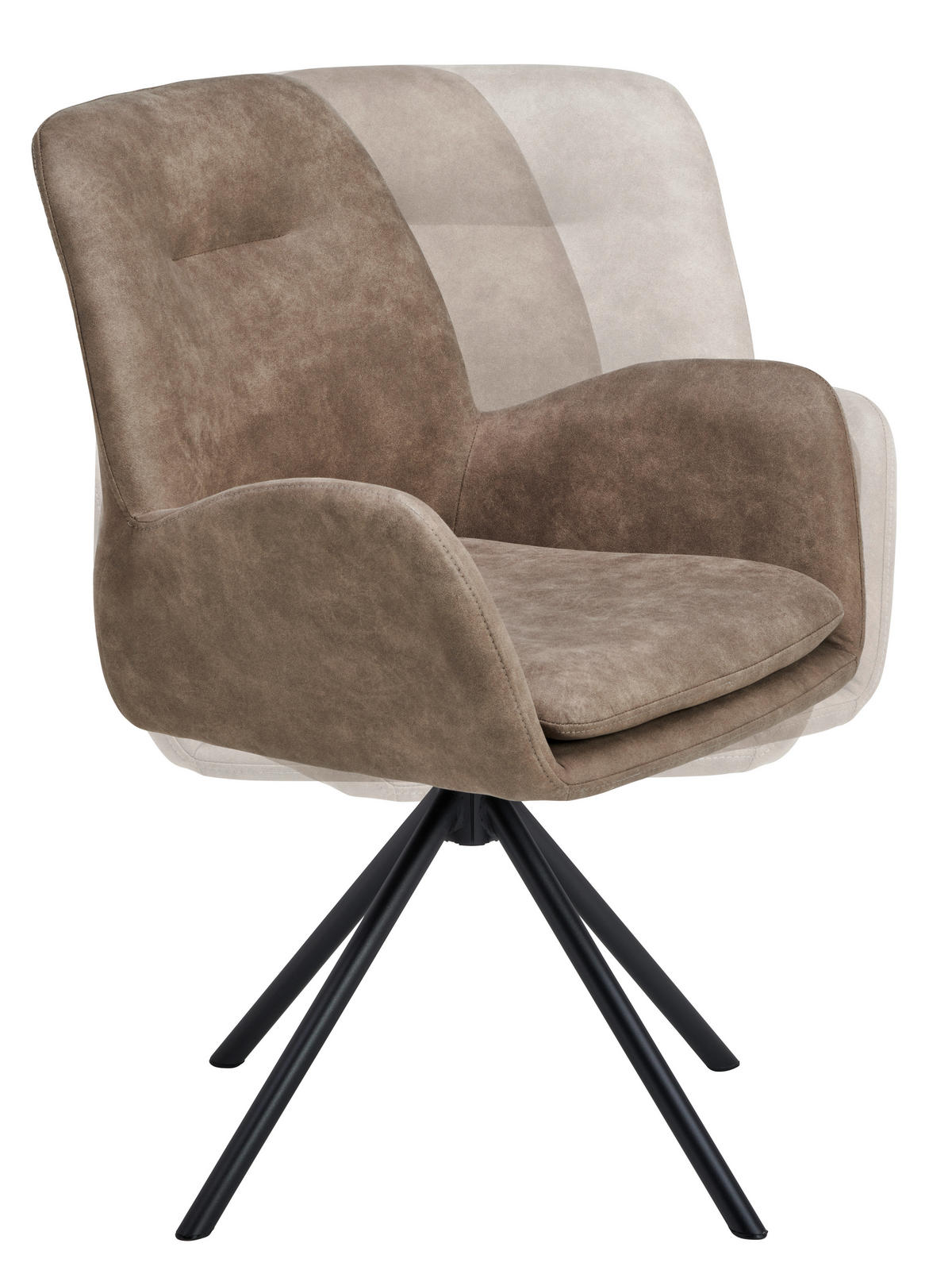 ARMLEHNSTUHL  Sitzfläche 360° drehbar, inklusive Armlehnen Webstoff  - Schwarz/Braun, Basics, Textil/Metall (60.5/88/62cm) - MID.YOU