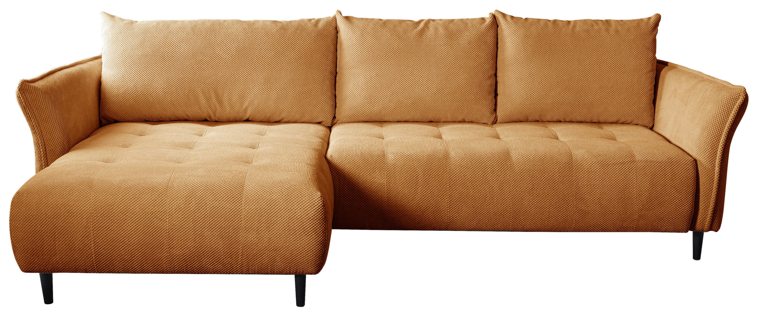 ECKSOFA MONTE CARLO Senfgelb Struktur, Plüsch  - Senfgelb/Schwarz, Trend, Textil (160/290cm) - MID.YOU