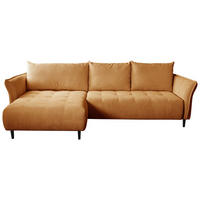 ECKSOFA MONTE CARLO Senfgelb Struktur, Plüsch  - Senfgelb/Schwarz, Trend, Textil (160/290cm) - MID.YOU