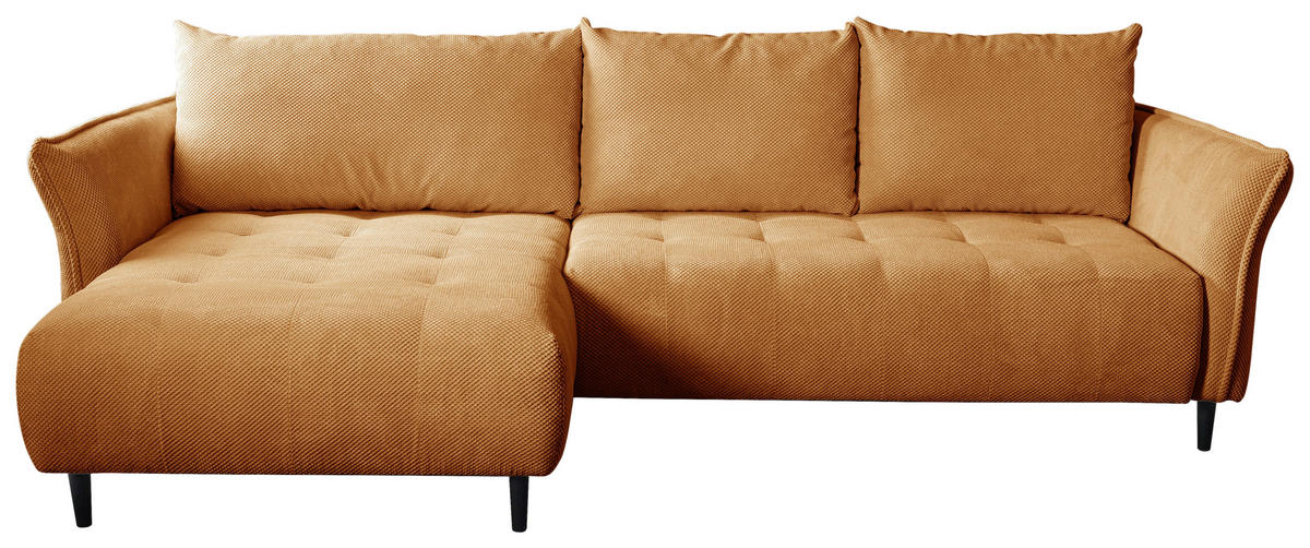 ECKSOFA MONTE CARLO Senfgelb Struktur, Plüsch  - Senfgelb/Schwarz, Trend, Textil (160/290cm) - MID.YOU