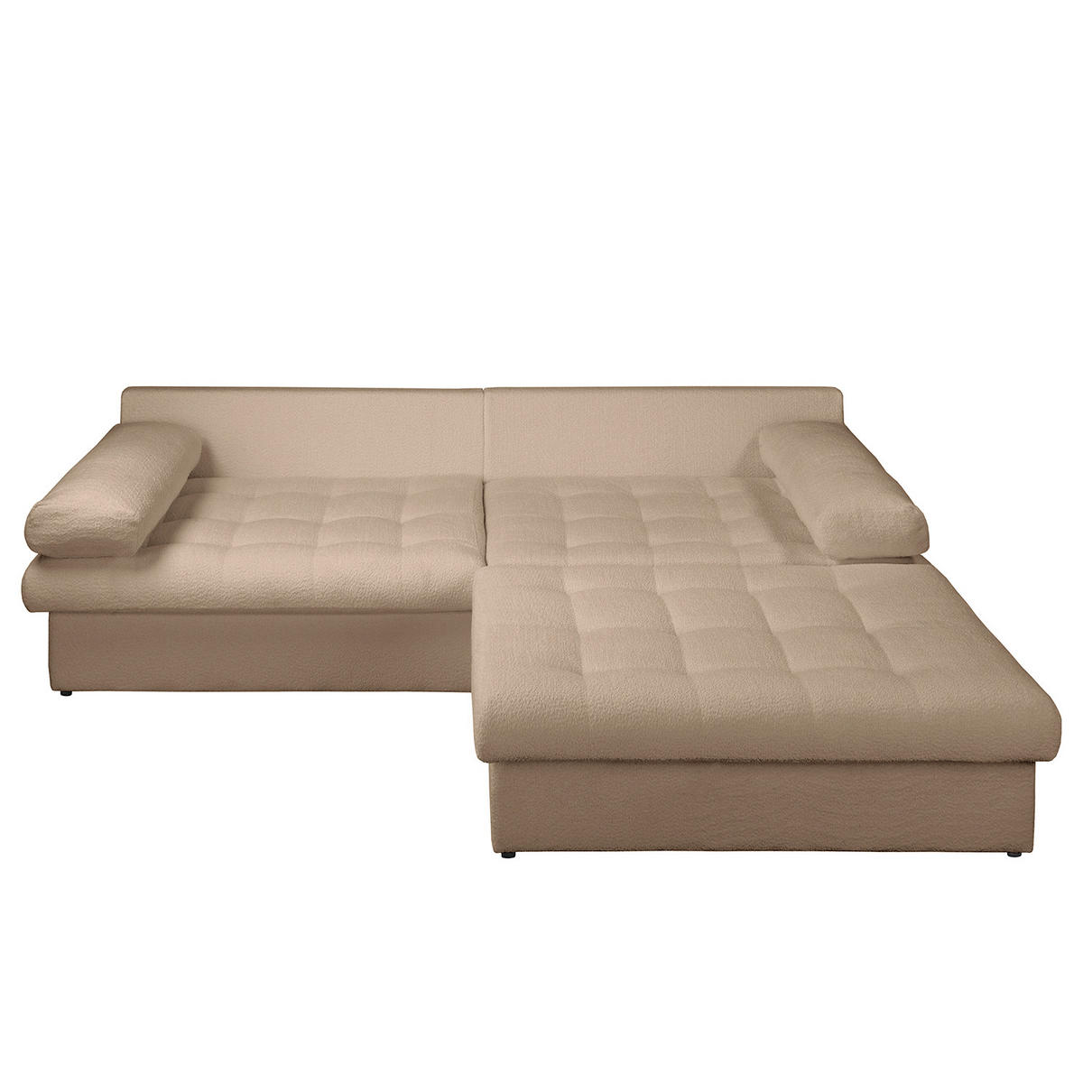 ECKSOFA Naomi in Chenille Hellbraun Rückenkissen  284/243 cm  - Hellbraun/Schwarz, Design, Kunststoff/Textil (284/243cm) - P & B