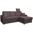 ECKSOFA Braun Chenille  - Schwarz/Braun, KONVENTIONELL, Kunststoff/Textil (232/153cm) - Carryhome