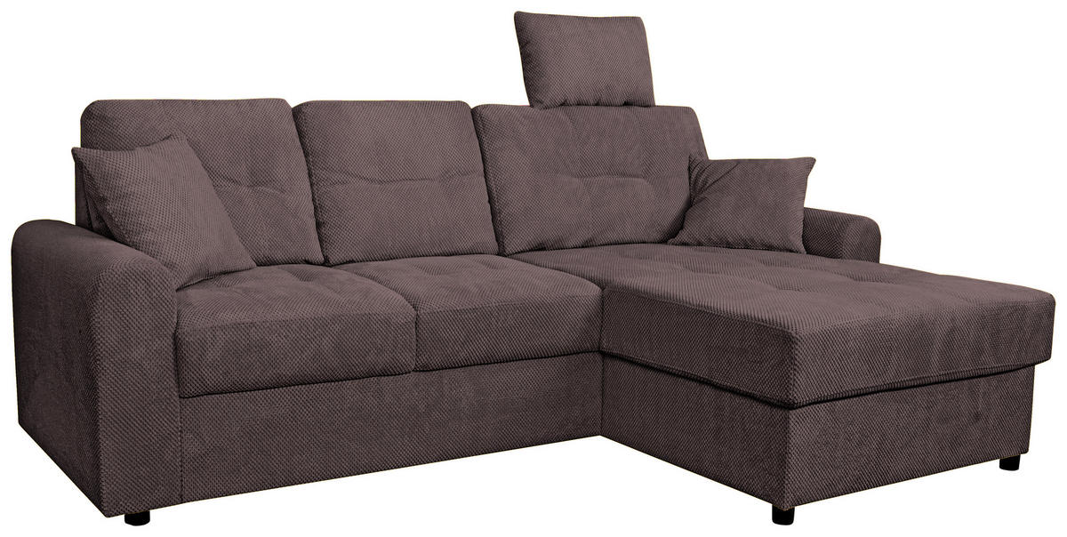 ECKSOFA Braun Chenille  - Schwarz/Braun, KONVENTIONELL, Kunststoff/Textil (232/153cm) - Carryhome