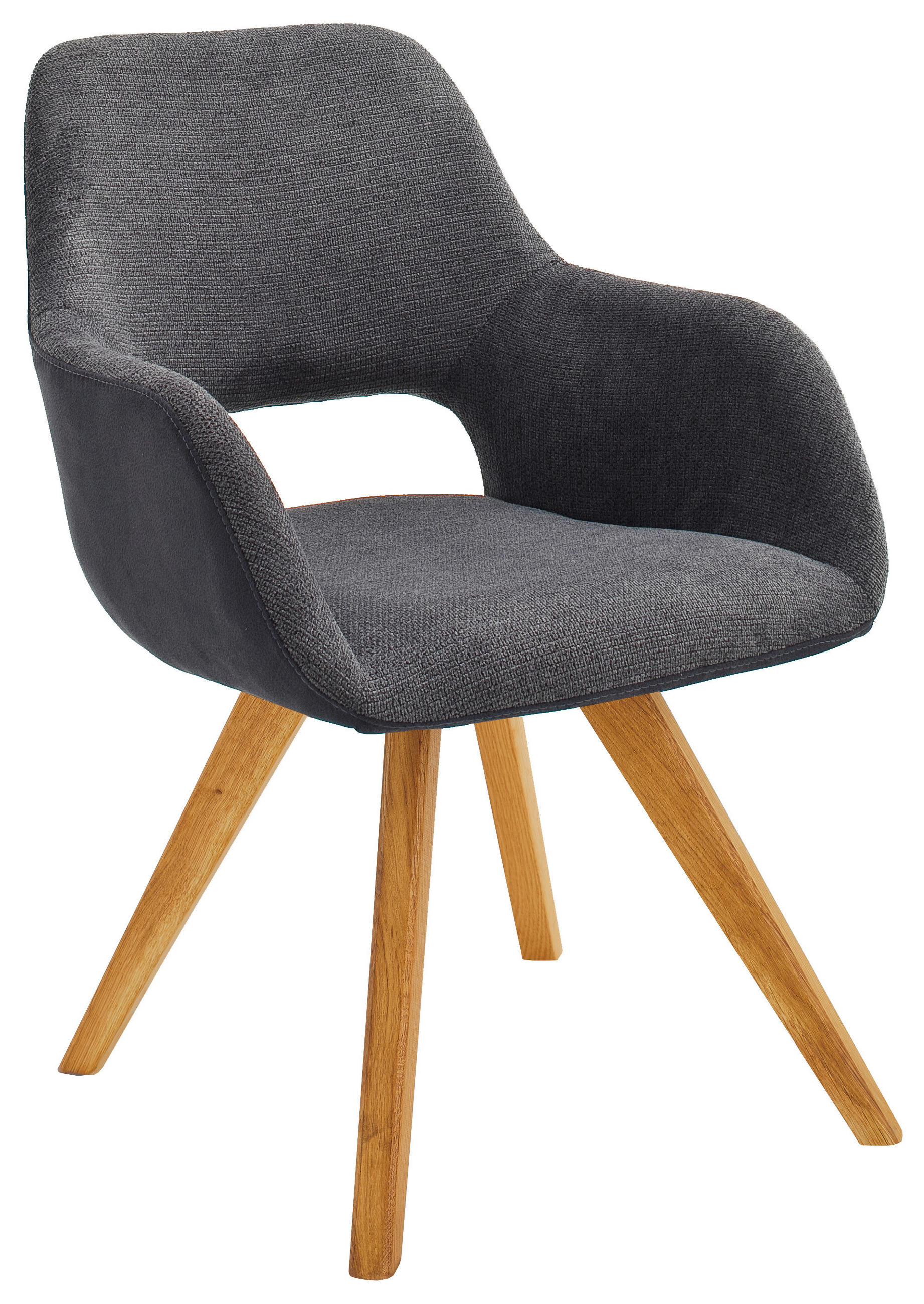 ARMLEHNSTUHL  in Flachgewebe, Mikrofaser  - Wildeiche/Eichefarben, Design, Holz/Textil (56/86/64cm) - Lomoco