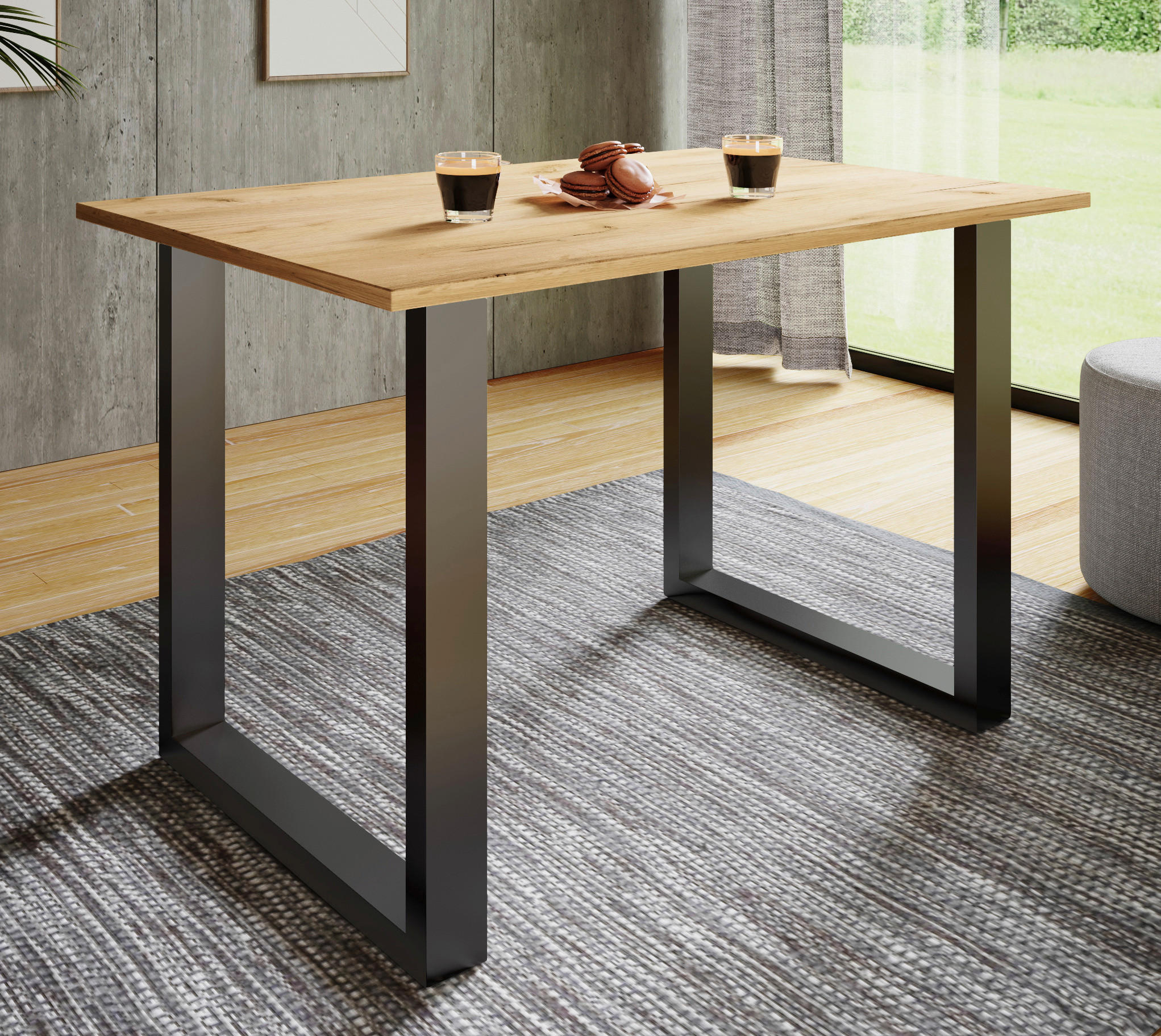 ESSTISCH rechteckig Schwarz, Honigeiche  - Honigeiche/Schwarz, Design, Holzwerkstoff/Metall (110/50/76cm) - MID.YOU