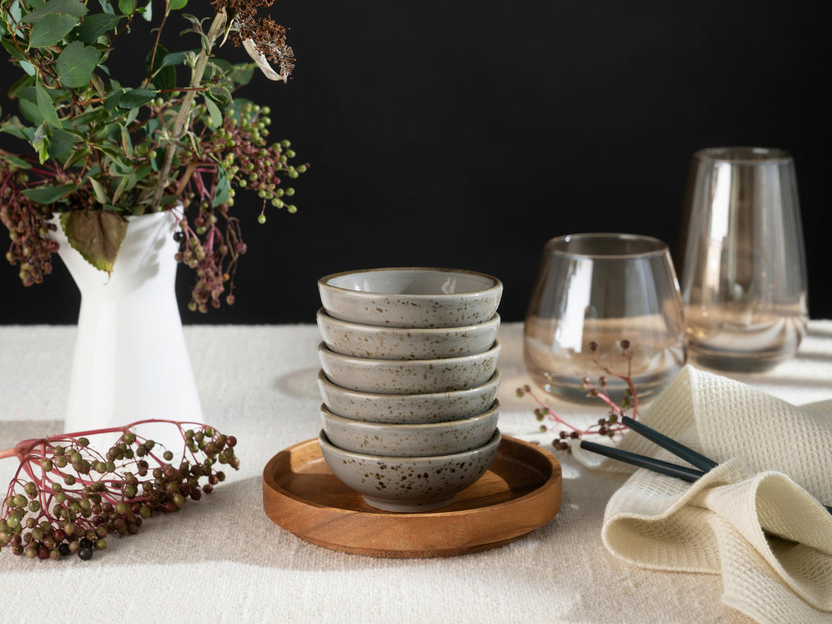 DIPSCHALENSET 8 cm  - Grau, Trend, Keramik (8cm) - Creatable