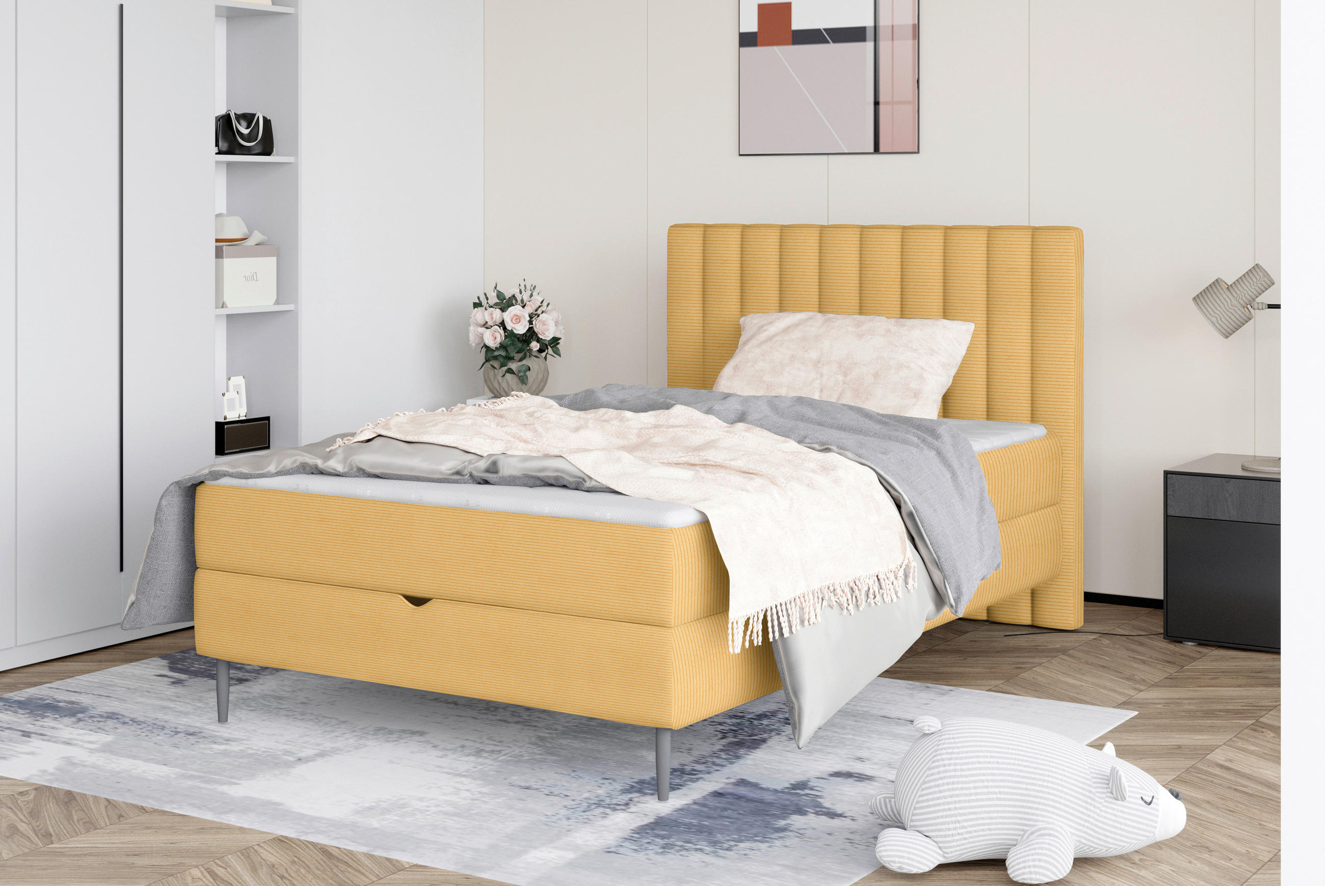 BOXBETT 120/200 cm  in Gelb  - Gelb/Schwarz, Design, Holz/Holzwerkstoff (120/200cm) - Stylife